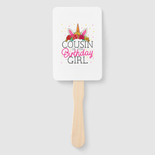 Cousin of the Birthday Girl Unicorn Birthday T-Shi Hand Fan