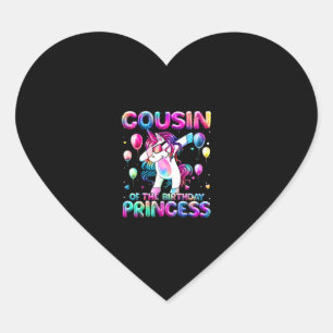 Cousin of the Birthday Princess Girl Dabbing Unico Heart Sticker