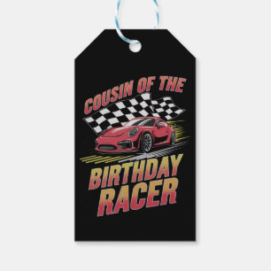 Cousin Of The Birthday Racer Racing Family Party Gift Tags