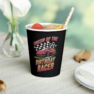 Cousin Of The Birthday Racer Racing Family Party Paper Cups