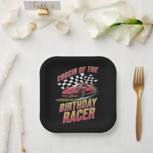 Cousin Of The Birthday Racer Racing Family Party Paper Plate