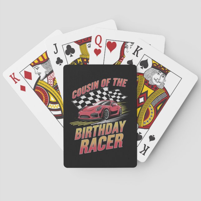Cousin Of The Birthday Racer Racing Family Party  Playing Cards (Back)