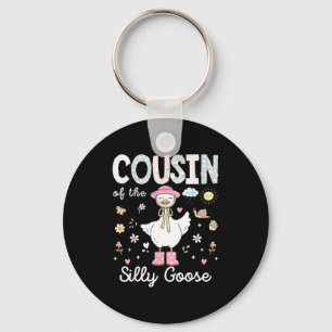 Cousin of the silly goose 1st birthday girl family key ring