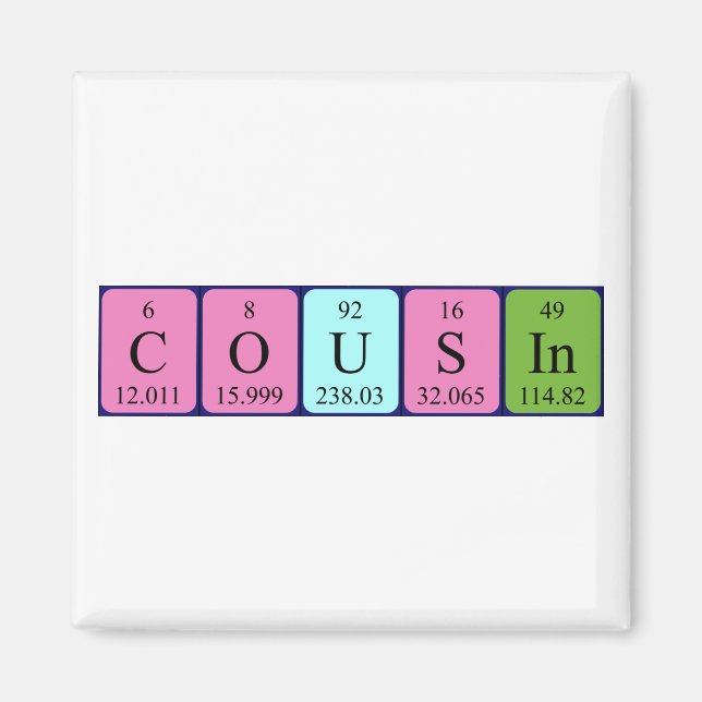 Cousin periodic table name magnet (Front)