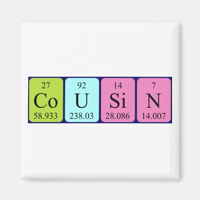 Cousin periodic table name magnet (Front)
