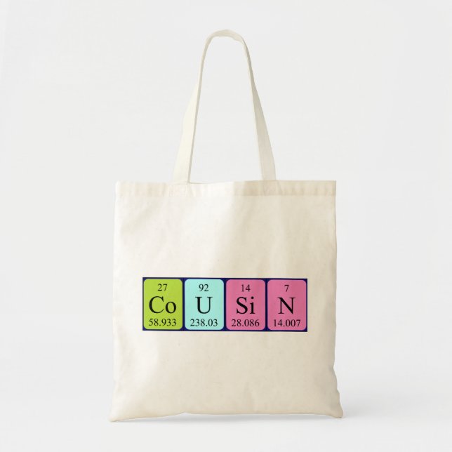 Cousin periodic table name tote bag (Front)