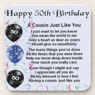 Cousin Poem 50th Birthday Coaster