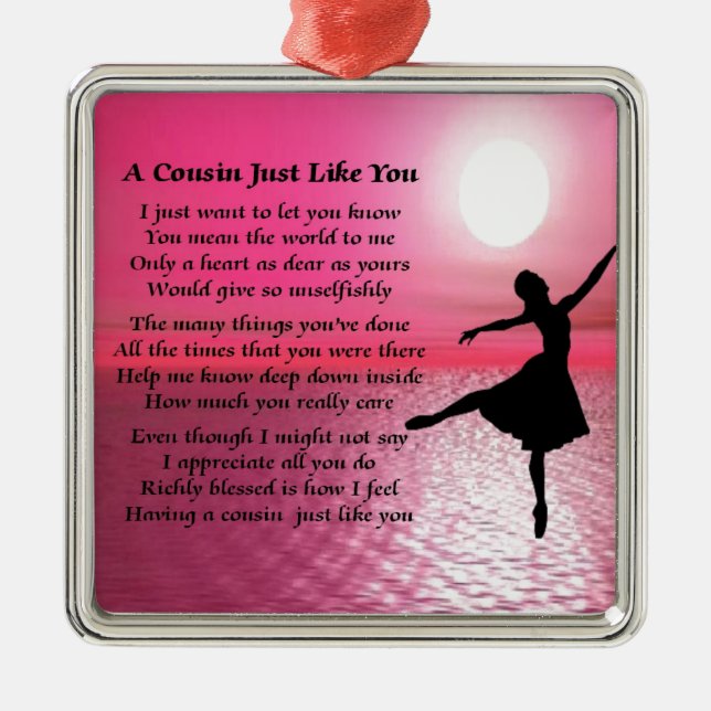 Cousin Poem - Ballerina Metal Tree Decoration (Front)