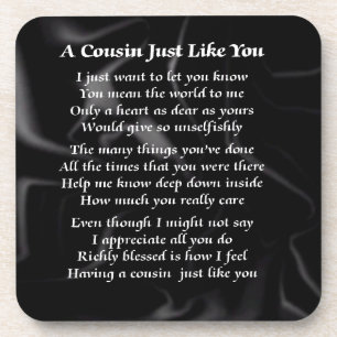 Cousin Poem - Black Silk Coaster