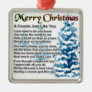 Cousin Poem - Christmas design Metal Ornament
