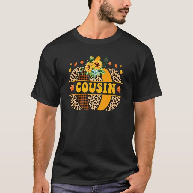 Cousin Pumpkin Leopard Sunflower Autumn Thanksgivi T-Shirt (Front)