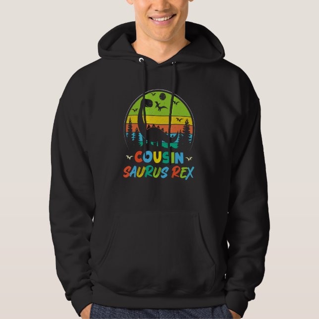 Cousin Saurus Rex Retro Dinosaur Kids  Family Vint Hoodie (Front)