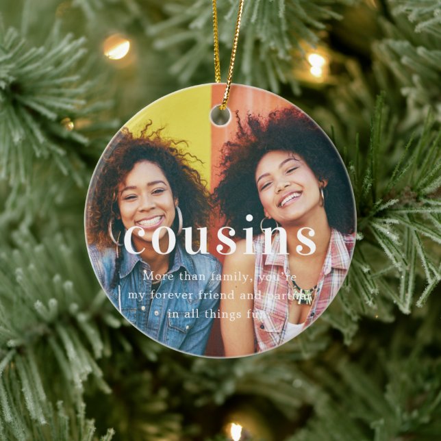 Cousin | Sentimental Photo Keepsake Christmas Ceramic Ornament (Tree)