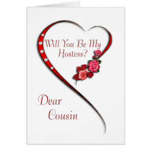 Cousin, Swirling heart Hostess invite