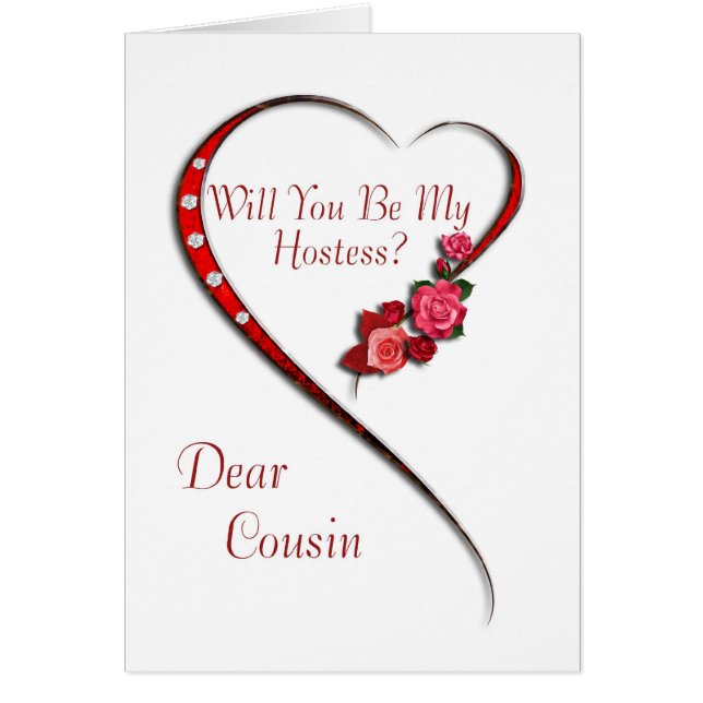 Cousin, Swirling heart Hostess invite (Front)
