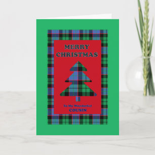 Cousin, Tartan Christmas Tree Holiday Card