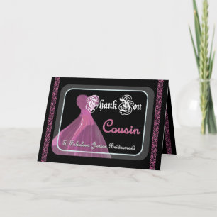 COUSIN Thank You Junior Bridesmaid - Purple Gown Card