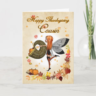 Cousin - Thanksgiving Card - Cute Little Pumpkin F
