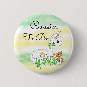 Cousin To Be Llama with Teddy Bear 6 Cm Round Badge