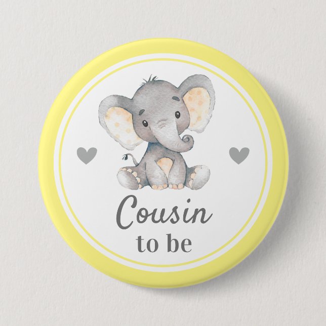 Cousin to be Yellow Grey Little Peanut Baby Shower 7.5 Cm Round Badge (Front)