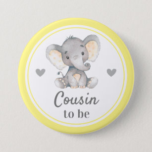 Cousin to be Yellow Grey Little Peanut Baby Shower 7.5 Cm Round Badge