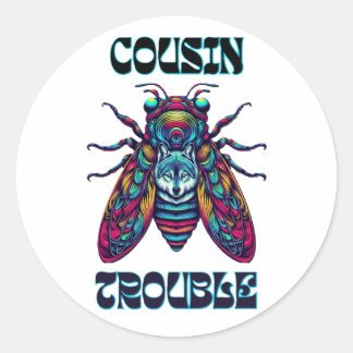 Cousin Trouble Cidada & Wolf Classic Round Sticker