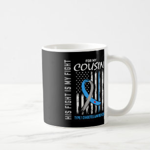 Cousin Type One Diabetes Awareness Ribbon USA Flag Coffee Mug