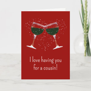Cousin Valentine's Day Humour with Wine Card