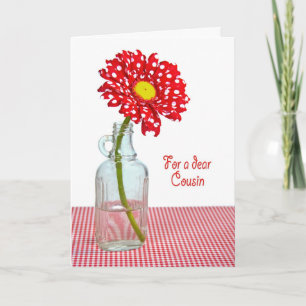 Cousin's Birthday Polka Dot Daisy Card