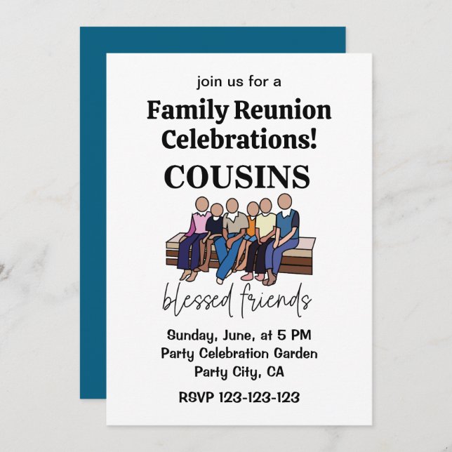 Cousins Blessed Friends Family Reunion Invitation (Front/Back)