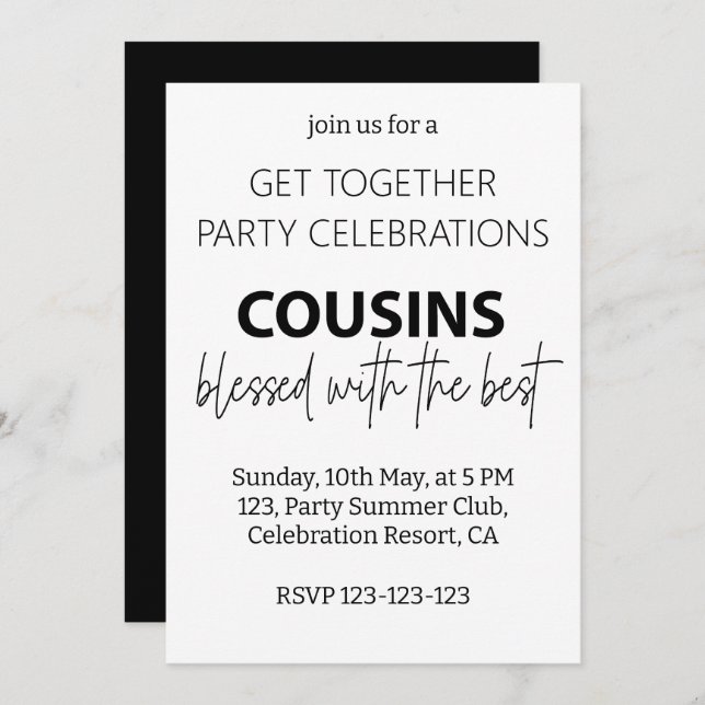 Cousins Blessed With The Best Family Reunion Party Invitation (Front/Back)