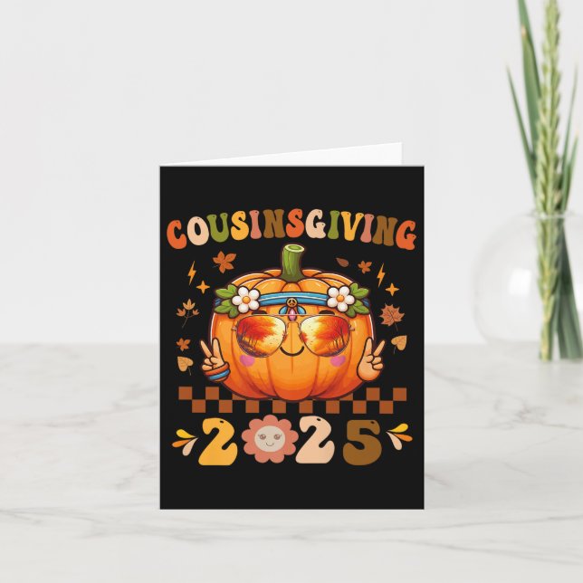 Cousins Giving Cute Pumpkin Cousin Crew Thanksgivi Card (Front)