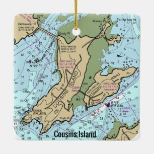 Cousins Island Maine Chart Ceramic Ornament