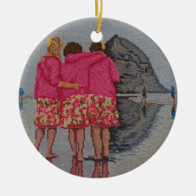 Cousins Needlepoint Ceramic Tree Decoration (Front)