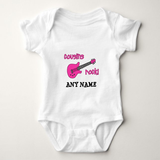 Cousins Rock! with Pink Guitar Baby Bodysuit (Front)