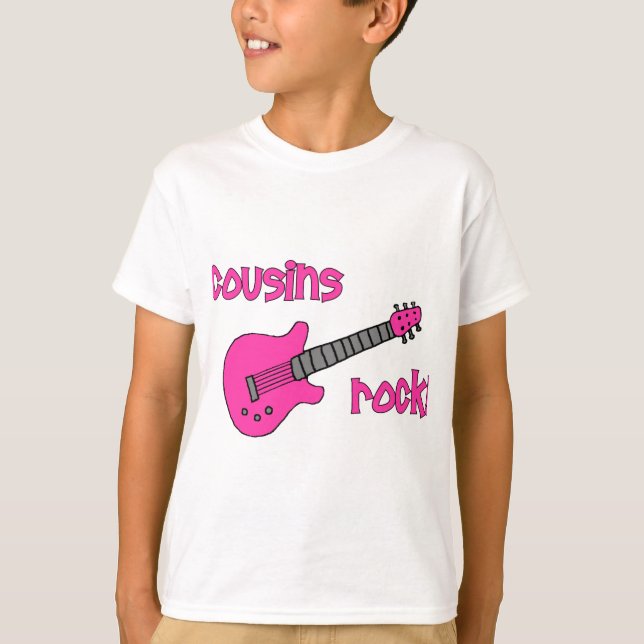 Cousins Rock! with Pink Guitar T-Shirt (Front)
