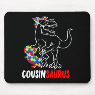 Cousinsaurus T Rex Dinosaur Autism Awareness Cousi Mouse Pad