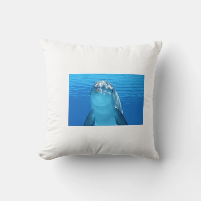 coussin dauphin, eau bleu, coussin blanc cushion (Front)