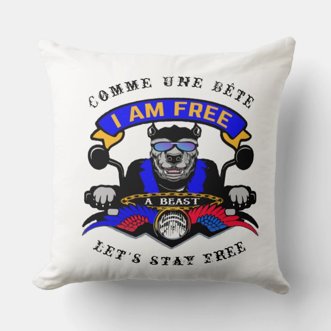 Coussin de salon i am free moto pitbull cushion (Front)