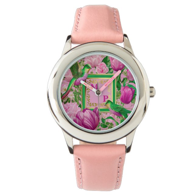 Couture Botanical Paradise Bird Monogram Watch (Front)