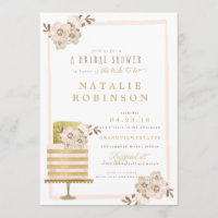 Couture Cake Bridal Shower Invitation - gold