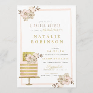 Couture Cake Bridal Shower Invitation - gold