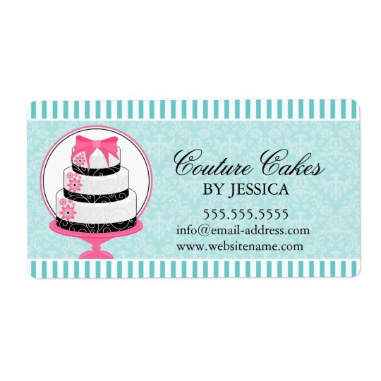 Couture Cake Damask Bakery Shipping Label