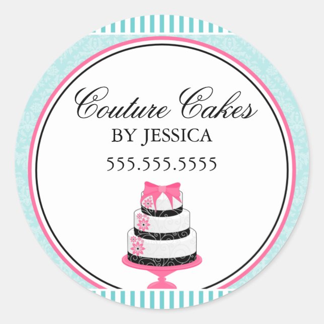 Couture Cakes Aqua Bakery Box Seals (Front)
