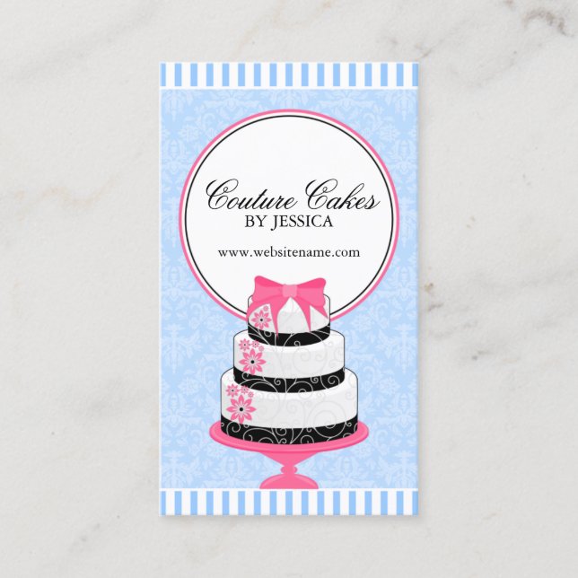 Couture Cakes Bakery Blue Business Card (Front)