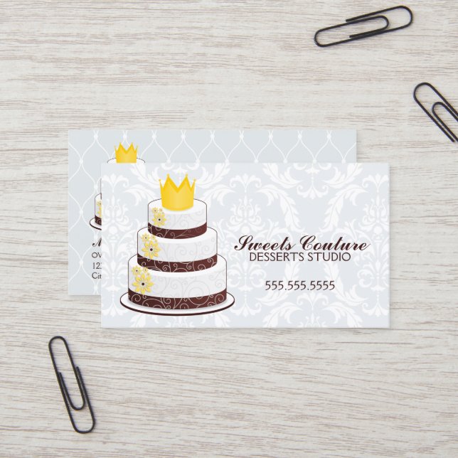 Couture Cakes Bakery Custom Business Card (Front/Back In Situ)