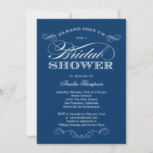 Couture Elegance Bridal Shower Invitation - Navy