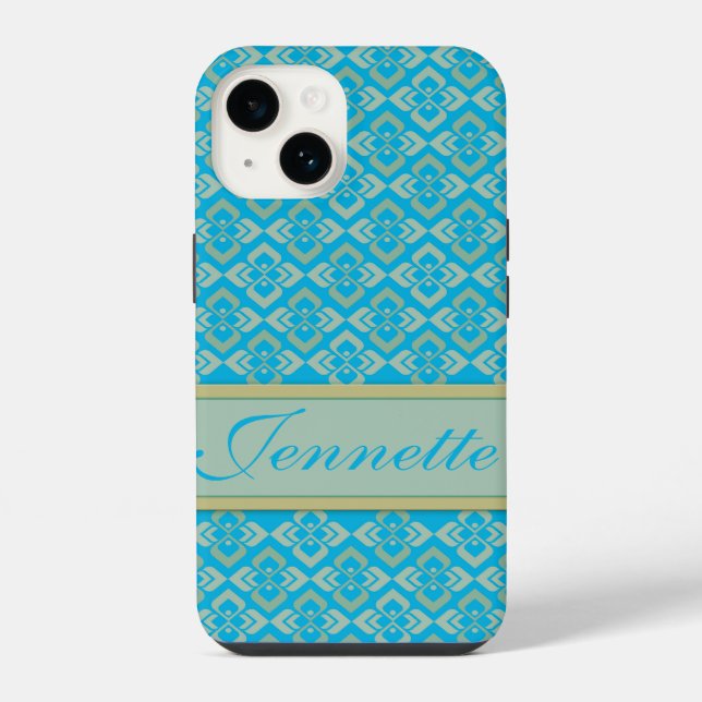 Couture inspired name blue  iPhone case (Back)
