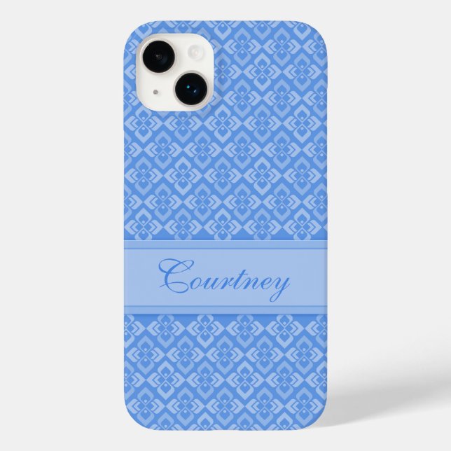 Couture inspired name blue patterned Case-Mate iPhone case (Back)