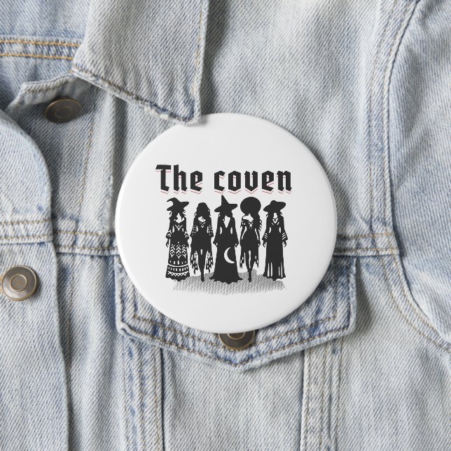 coven bachelorette party witchy 10 cm round badge (In Situ)